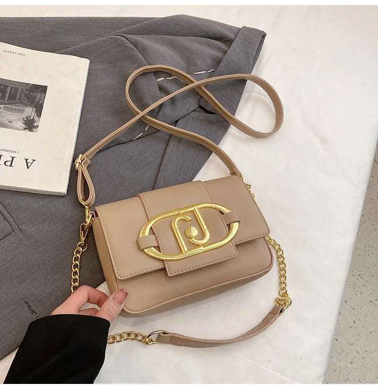 esigner-Handtaschen für Frauen, Leder, Metallschnalle, Klappe, quadratische Umhängetaschen,