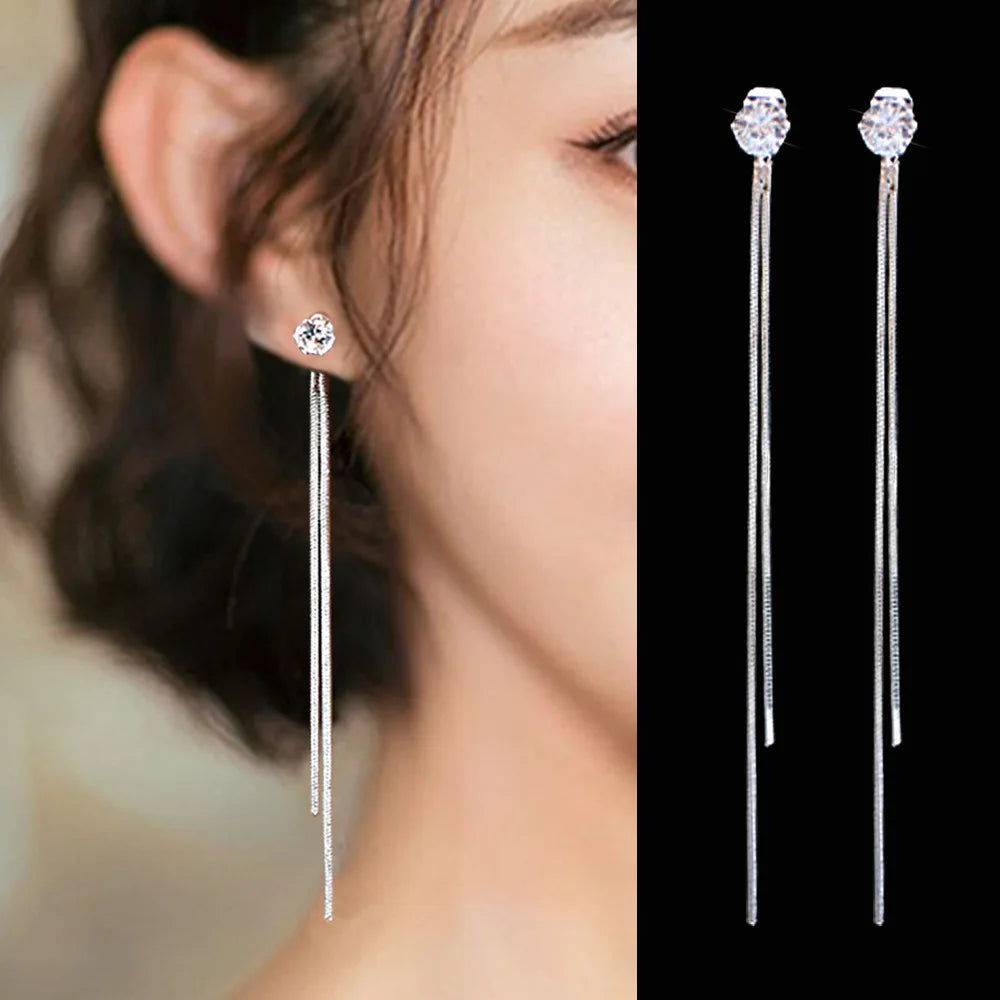Französisch Luxus Süße Romantische Lange Zirkon Quaste Twisted Ohrringe für Frauen Temperament Hochzeit Bankett Schmuck Gesche