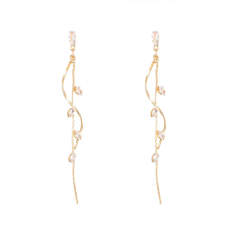 Französisch Luxus Süße Romantische Lange Zirkon Quaste Twisted Ohrringe für Frauen Temperament Hochzeit Bankett Schmuck Gesche