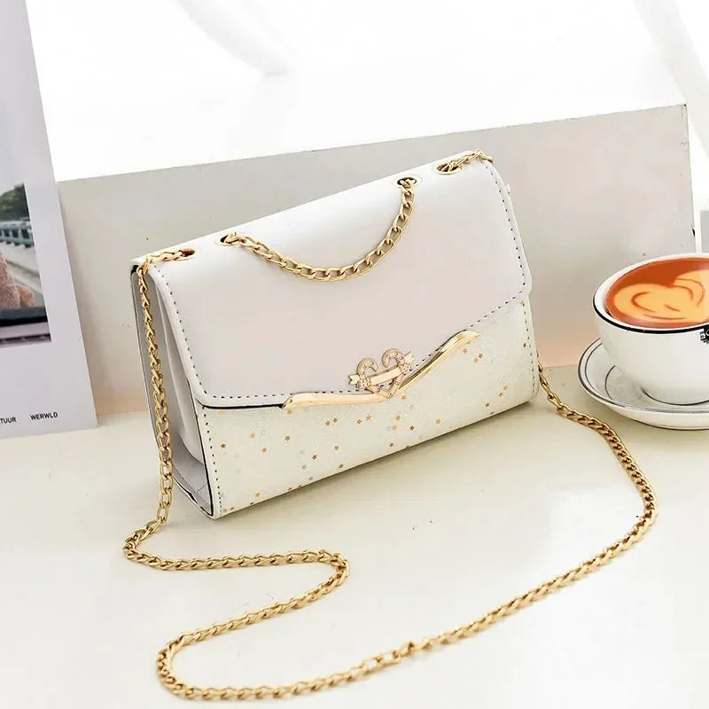 Kleine Mädchen-Taschen, One-Shoulder-Umhängetaschen, modische kleine Düfte, glänzende Lederketten, kleine quadratische Taschen