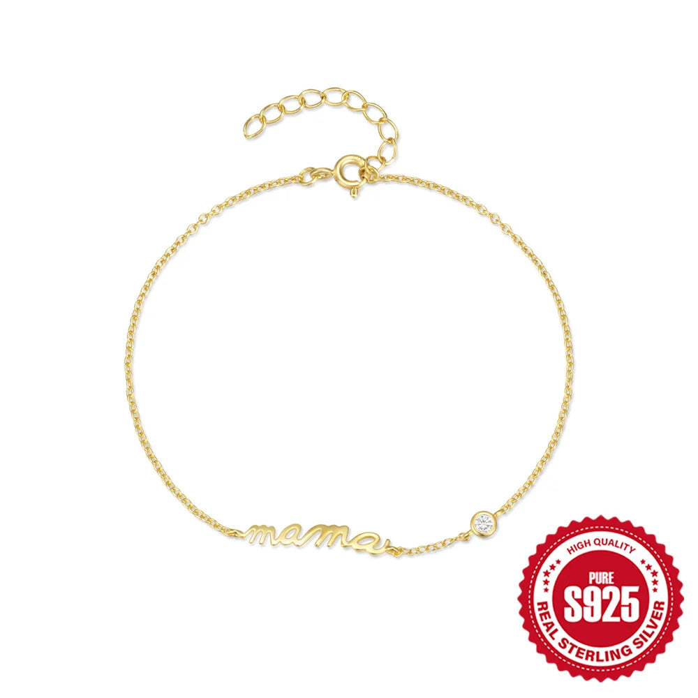 CANNER Real S925 Sterling Silver Mini Zircon Flower Pendant Bracelet Chain for Women's Fine Jewelry Gifts Gold Bracelets Bangles