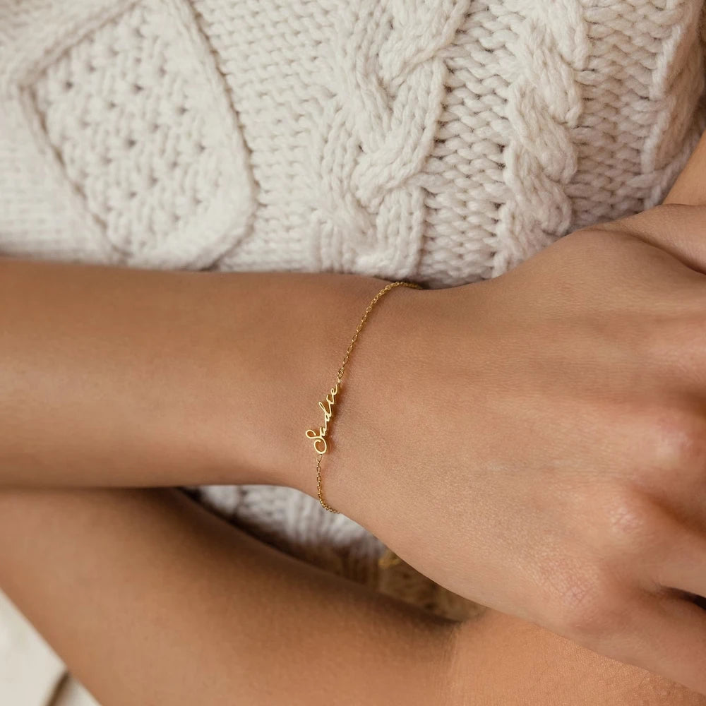 eManco Gold Color Personalized Letter Customized Name Bracelet for Women 316 Stainless Steel Jewelry Gift Support Dropshipping
