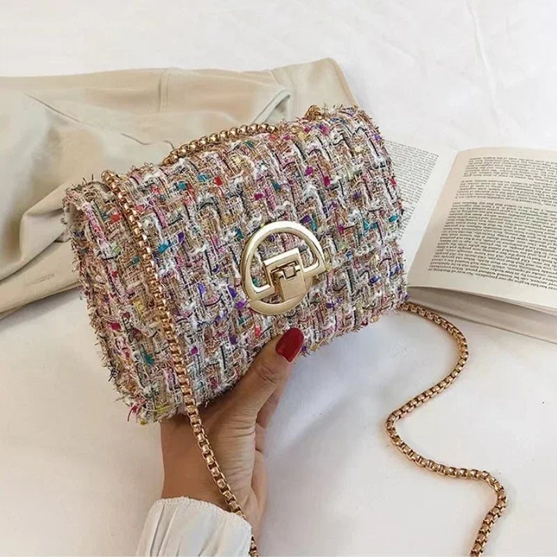 Neue gewebte Tweed-Tasche für Damen, Cумка Luxus-Designer-Handtasche, hochwertige Repliken der Marke Y2K-Geldbörse für Damen und Mädchen