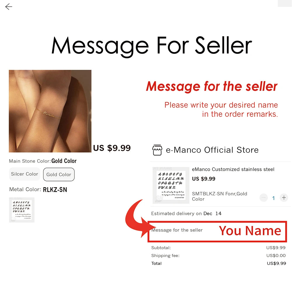 eManco Gold Color Personalized Letter Customized Name Bracelet for Women 316 Stainless Steel Jewelry Gift Support Dropshipping