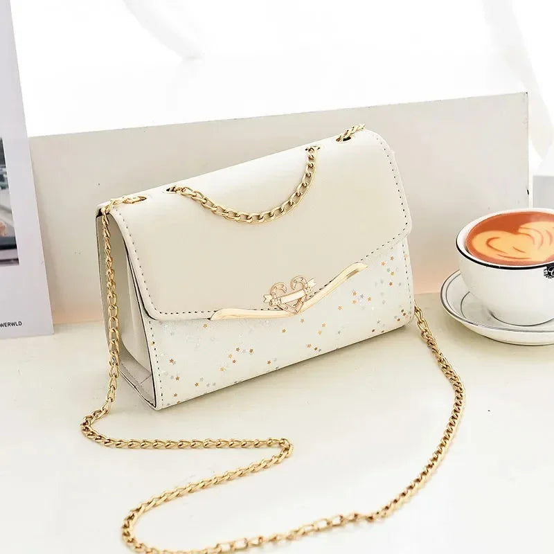 Kleine Mädchen-Taschen, One-Shoulder-Umhängetaschen, modische kleine Düfte, glänzende Lederketten, kleine quadratische Taschen