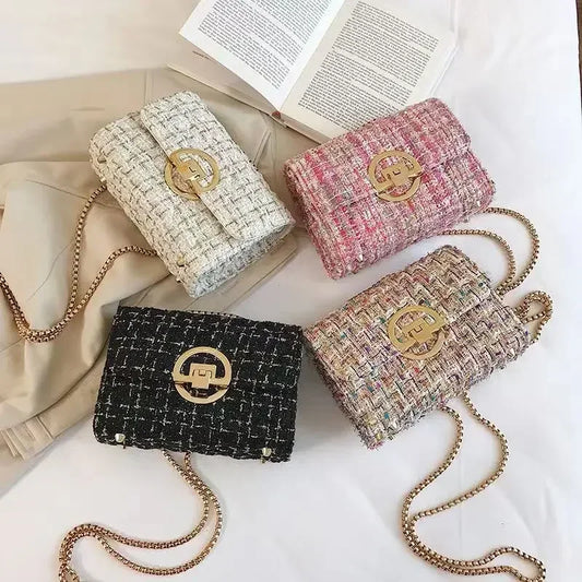 Neue gewebte Tweed-Tasche für Damen, Cумка Luxus-Designer-Handtasche, hochwertige Repliken der Marke Y2K-Geldbörse für Damen und Mädchen