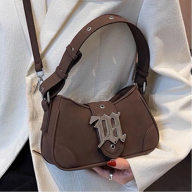 Casual Taschen Für Frauen Luxus Designer Marke Handtaschen Und Geldbörsen Neue In PU Nubuk Blech Dekoration Umhängetasche Smal