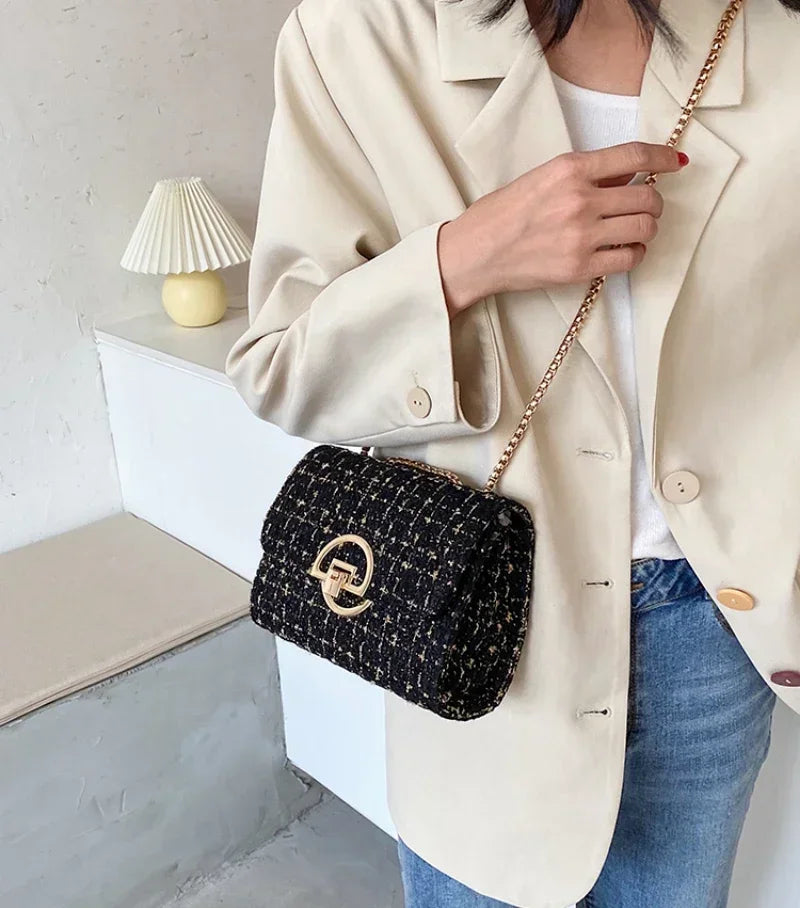 Neue gewebte Tweed-Tasche für Damen, Cумка Luxus-Designer-Handtasche, hochwertige Repliken der Marke Y2K-Geldbörse für Damen und Mädchen