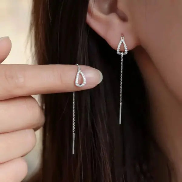 Französisch Luxus Süße Romantische Lange Zirkon Quaste Twisted Ohrringe für Frauen Temperament Hochzeit Bankett Schmuck Gesche