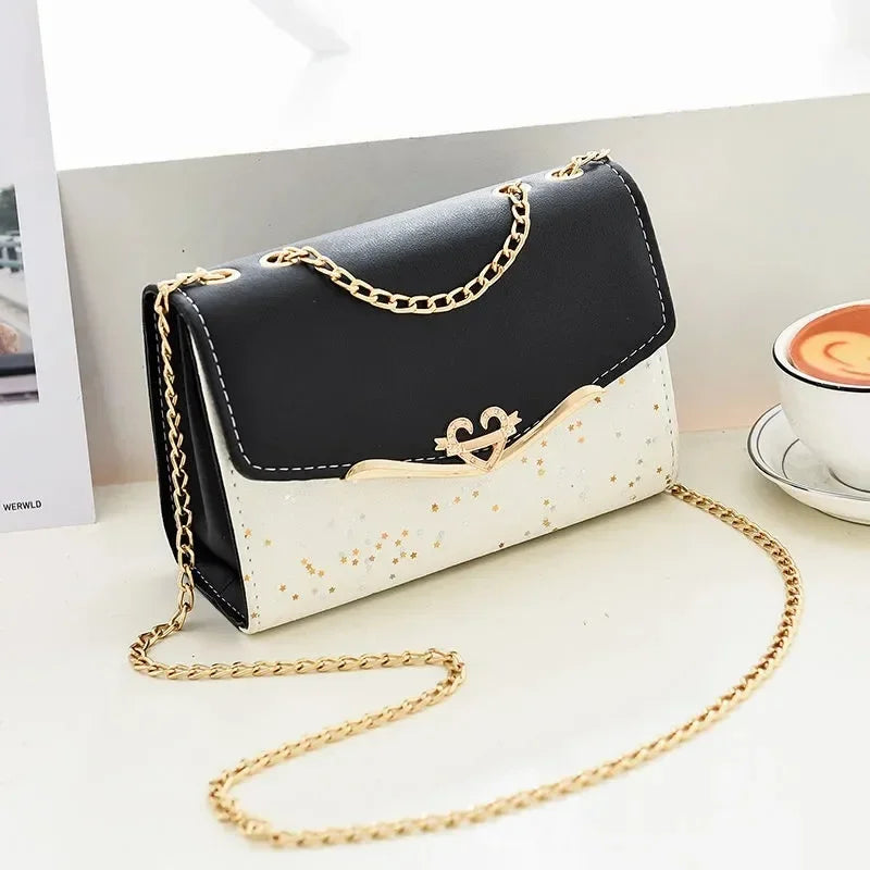 Kleine Mädchen-Taschen, One-Shoulder-Umhängetaschen, modische kleine Düfte, glänzende Lederketten, kleine quadratische Taschen