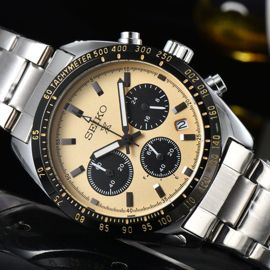 Hochwertges Quarzwerk, Seiko-mode-Uhr für Herren, Edelstahl, Wasserdichtes,