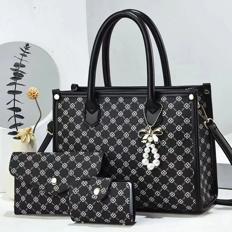 Luxus Perlen String Handtaschen 3 Stück Set Frauen taschen Designer Quaste Geldbörsen Handtaschen Composite Messenger Frauen tasche