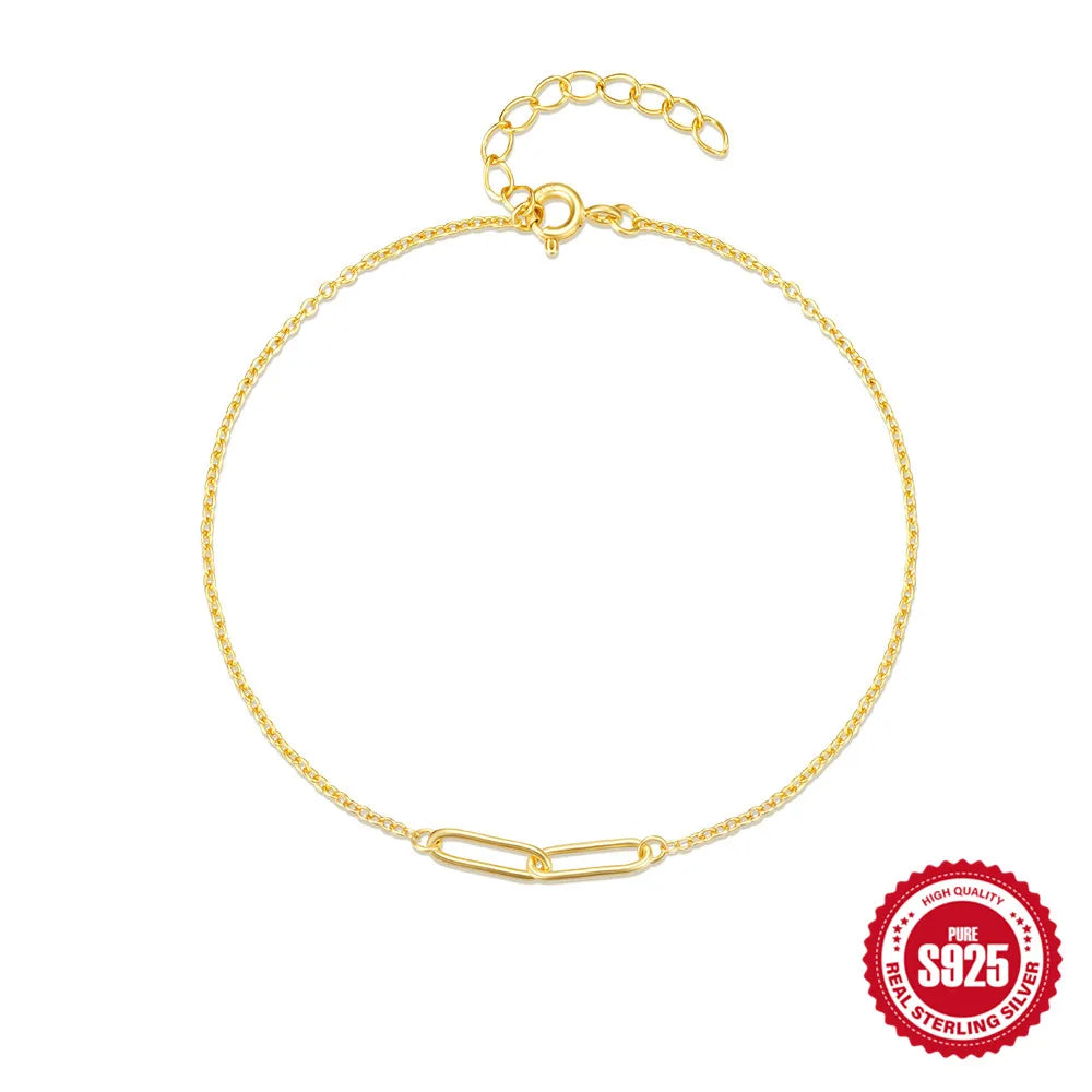 CANNER Real S925 Sterling Silver Mini Zircon Flower Pendant Bracelet Chain for Women's Fine Jewelry Gifts Gold Bracelets Bangles