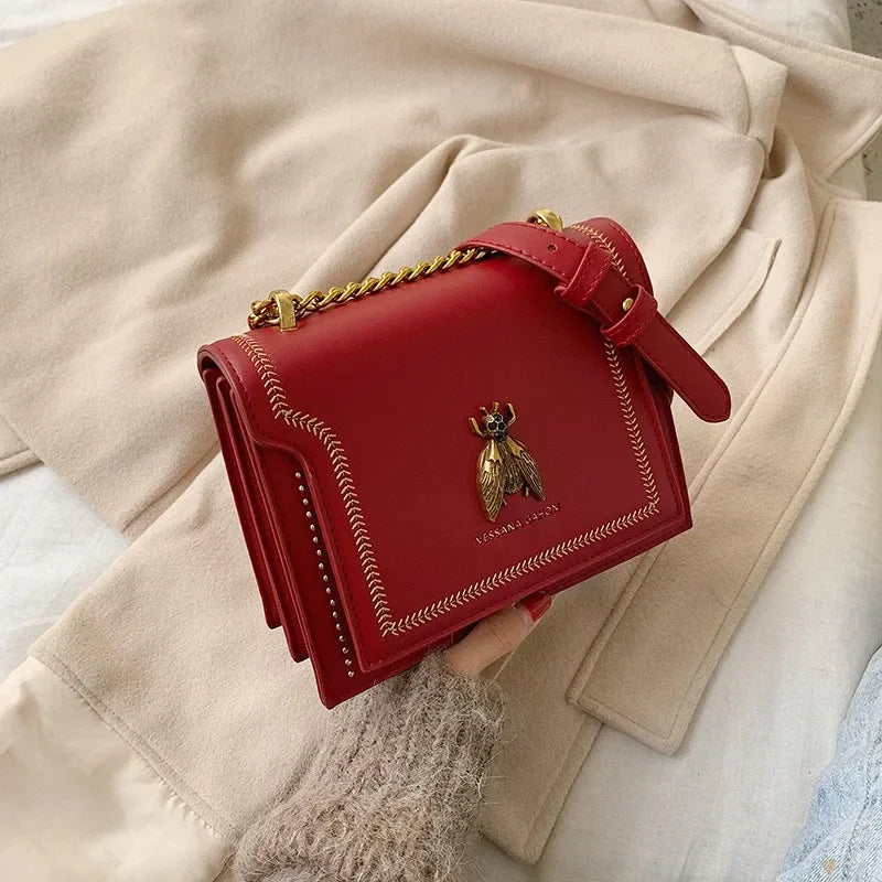 Sam Luxus Marke Frauen Handtasche 2024, Neue Retro Biene Weibliche Schulter Tasche Einfache Hohe Qualität Leder Designer Umhängetaschen