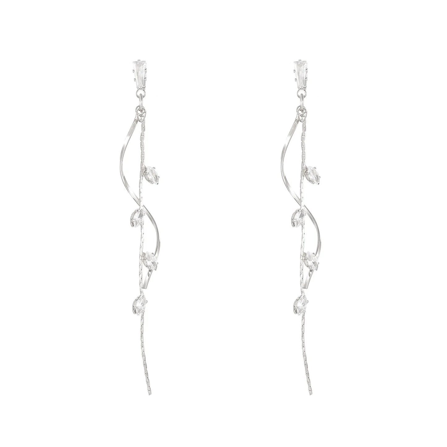 Französisch Luxus Süße Romantische Lange Zirkon Quaste Twisted Ohrringe für Frauen Temperament Hochzeit Bankett Schmuck Gesche