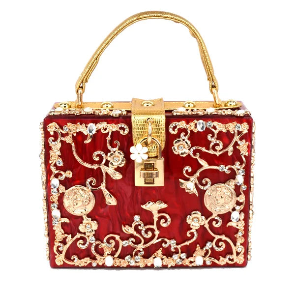 Box Designer abend tasche diamant blume Kupplung Tasche hohl relief Acryl luxus handtasche bankett partei geldbörse frauen Schulter tasche