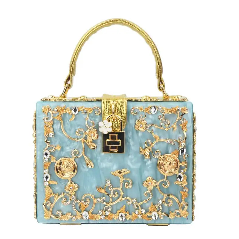 Box Designer abend tasche diamant blume Kupplung Tasche hohl relief Acryl luxus handtasche bankett partei geldbörse frauen Schulter tasche