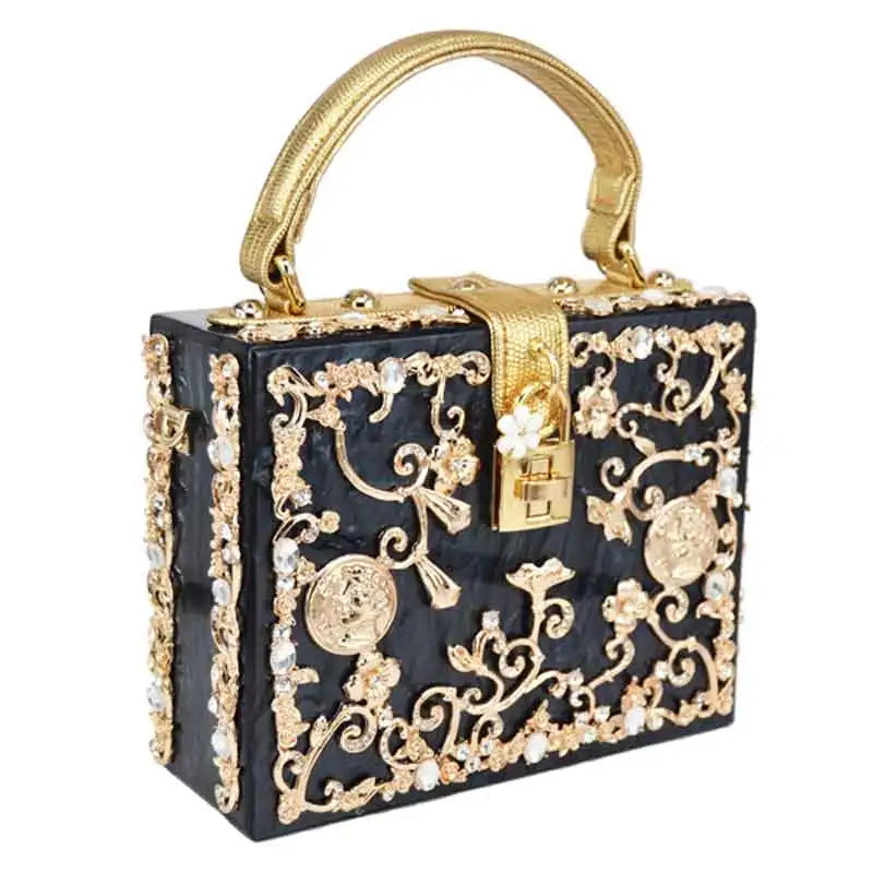 Box Designer abend tasche diamant blume Kupplung Tasche hohl relief Acryl luxus handtasche bankett partei geldbörse frauen Schulter tasche