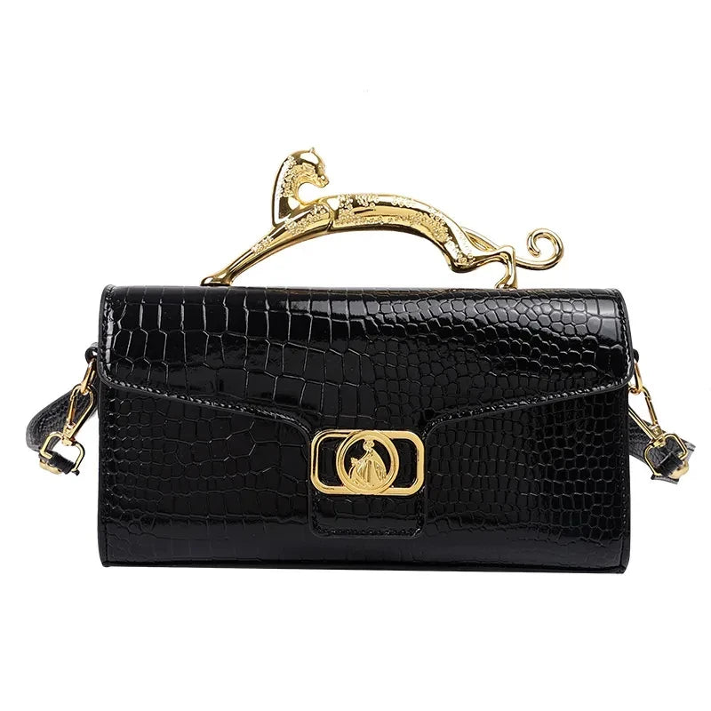 Frauen Luxus Marke Design Leder Tasche 2024, Neue Damen Metall Schnalle Einfache Mode Schulter Tasche Party Schräge Tasche