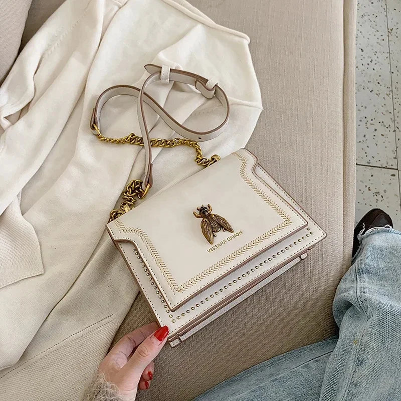 Sam Luxus Marke Frauen Handtasche Neue Retro Biene Weibliche Schulter Tasche Einfache Hohe Qualität Leder Designer Umhängetaschen