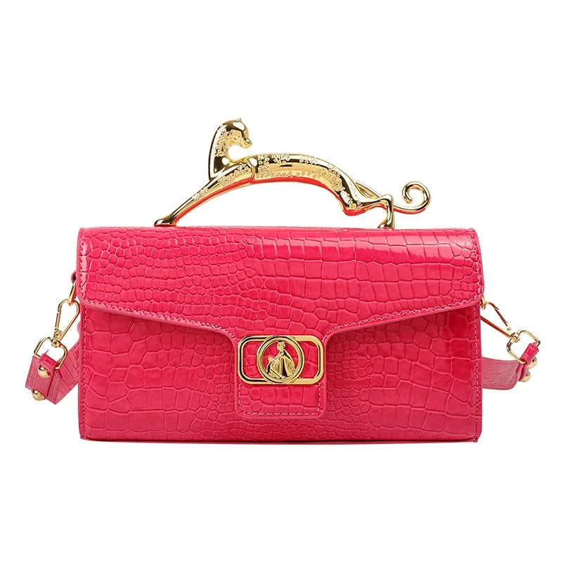 Frauen Luxus Marke Design Leder Tasche 2024, Neue Damen Metall Schnalle Einfache Mode Schulter Tasche Party Schräge Tasche