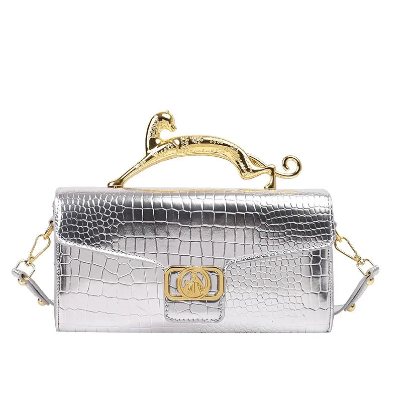 Frauen Luxus Marke Design Leder Tasche 2024, Neue Damen Metall Schnalle Einfache Mode Schulter Tasche Party Schräge Tasche