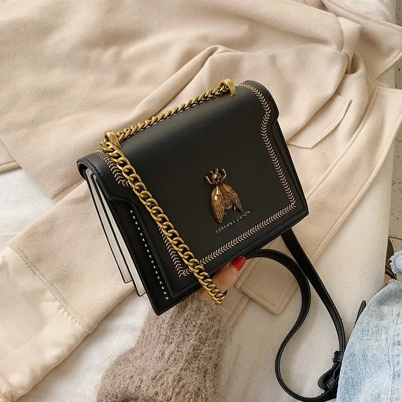 Sam Luxus Marke Frauen Handtasche Neue Retro Biene Weibliche Schulter Tasche Einfache Hohe Qualität Leder Designer Umhängetaschen