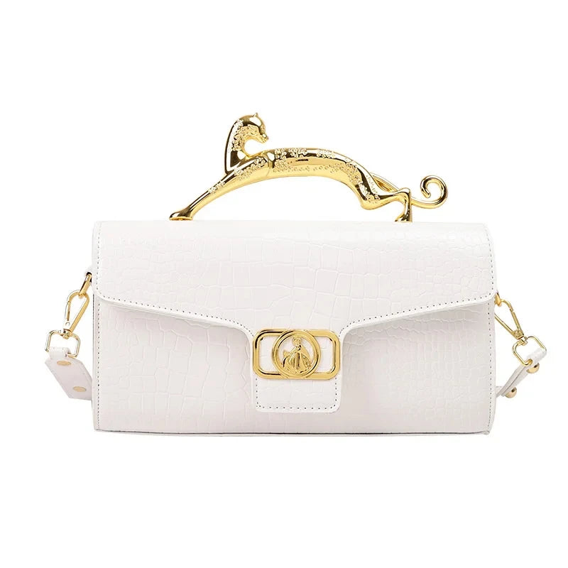 Frauen Luxus Marke Design Leder Tasche 2024, Neue Damen Metall Schnalle Einfache Mode Schulter Tasche Party Schräge Tasche