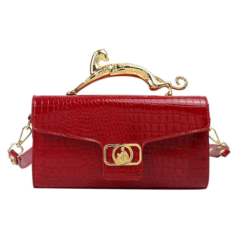 Frauen Luxus Marke Design Leder Tasche 2024, Neue Damen Metall Schnalle Einfache Mode Schulter Tasche Party Schräge Tasche